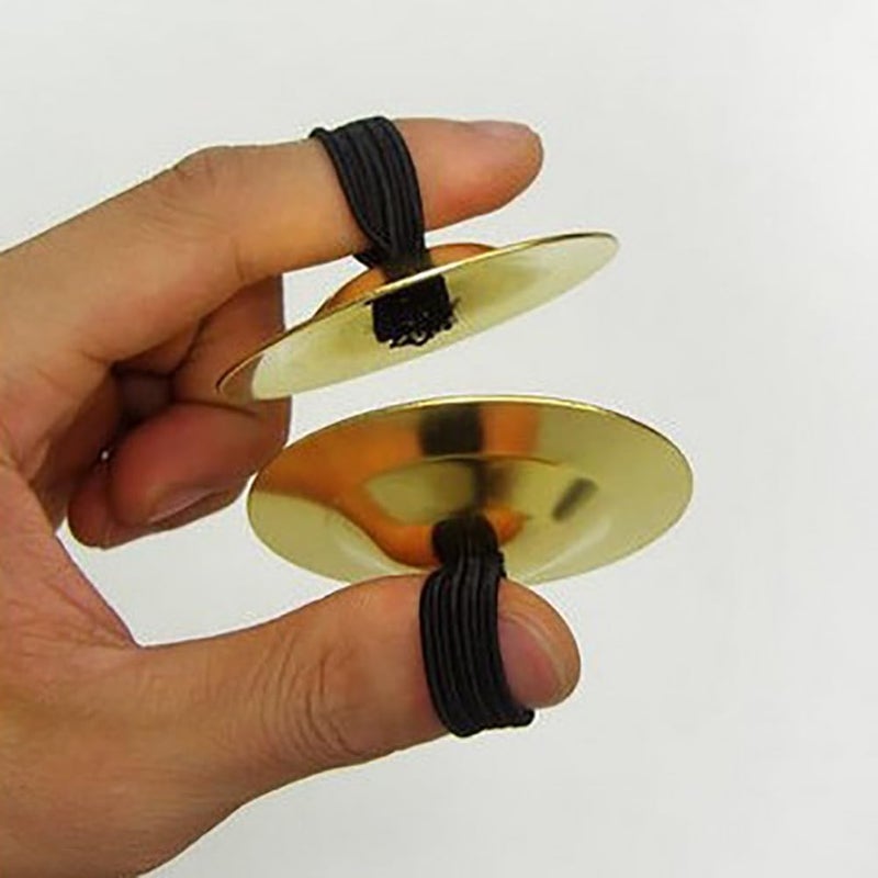 ccHuDE 4 Pcs 5.3cm Finger Cymbals Finger Hand Symbols Instrument Finger Musical Instrument Rhythm Beats Percussion Instrument Belly Dance Finger Bells for Dancer Party Gold - Image 5